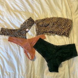 NWT Victorias Secret Pink Panty Bandeau LOT Thong Cheeky L